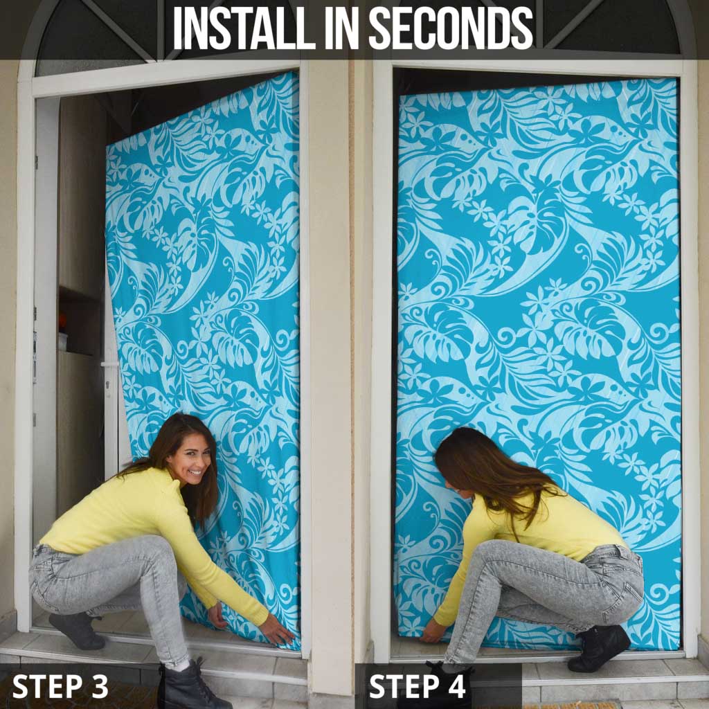 Tahiti Ninamu Tiare Floral Door Cover Monstera Palm Tropical Leaves - Polynesian Pride