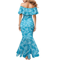 Tahiti Ninamu Tiare Floral Family Matching Mermaid Dress and Hawaiian Shirt Monstera Palm Tropical Leaves LT01 - Polynesian Pride