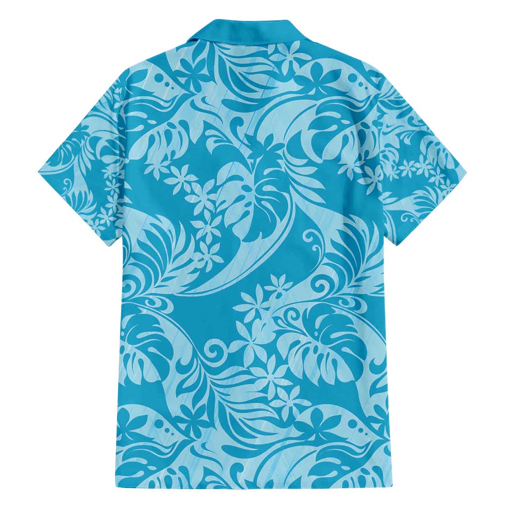 Tahiti Ninamu Tiare Floral Family Matching Off Shoulder Short Dress and Hawaiian Shirt Monstera Palm Tropical Leaves - Polynesian Pride
