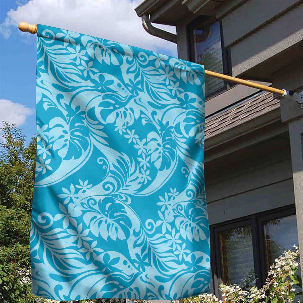 Tahiti Ninamu Tiare Floral Garden Flag Monstera Palm Tropical Leaves - Polynesian Pride