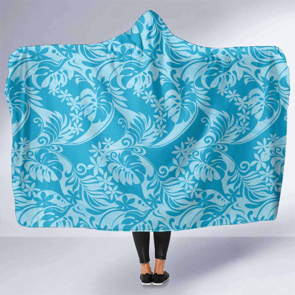 Tahiti Ninamu Tiare Floral Hooded Blanket Monstera Palm Tropical Leaves - Polynesian Pride