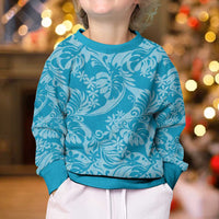 Tahiti Ninamu Tiare Floral Kid Ugly Christmas Sweater Monstera Palm Tropical Leaves - Polynesian Pride