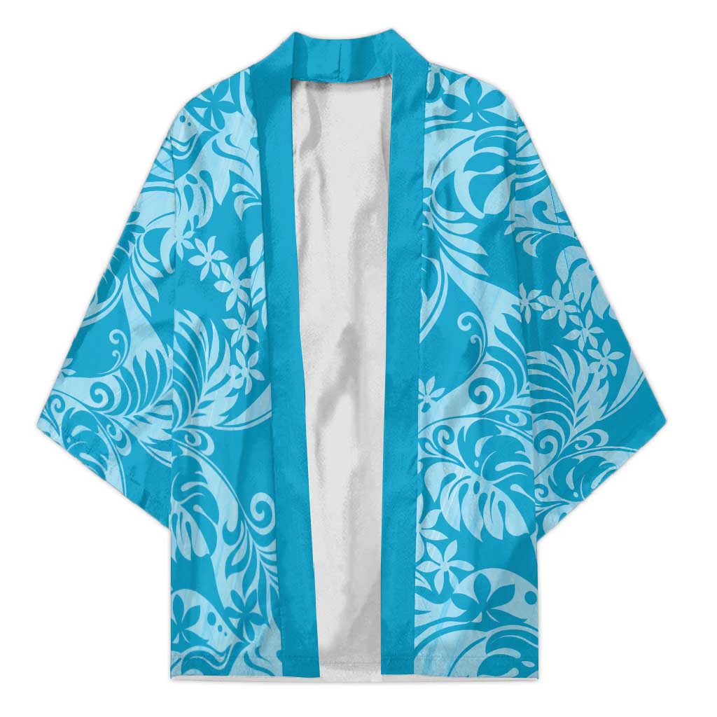 Tahiti Ninamu Tiare Floral Kimono Monstera Palm Tropical Leaves - Polynesian Pride