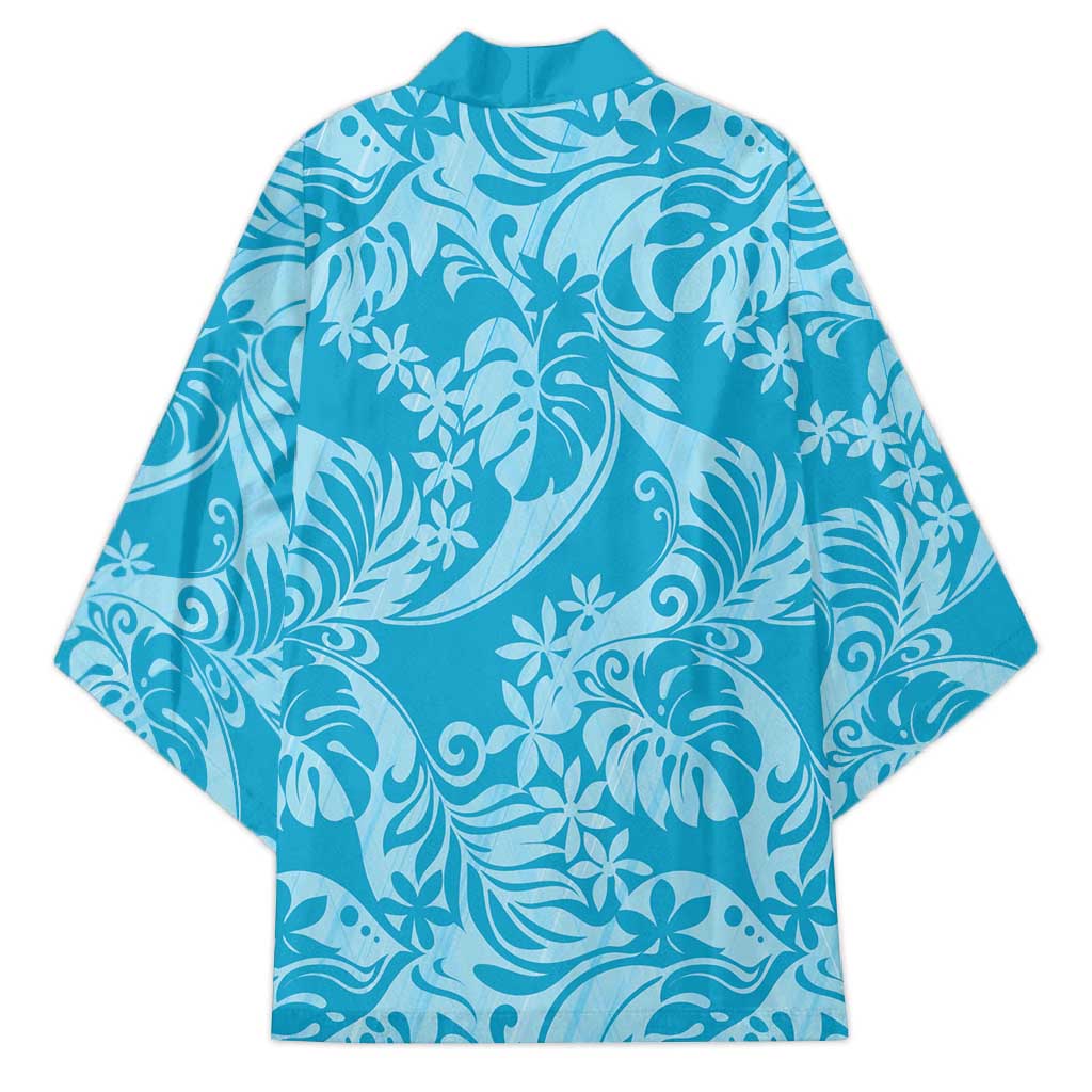 Tahiti Ninamu Tiare Floral Kimono Monstera Palm Tropical Leaves - Polynesian Pride