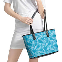 Tahiti Ninamu Tiare Floral Leather Tote Bag Monstera Palm Tropical Leaves - Polynesian Pride