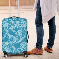 Tahiti Ninamu Tiare Floral Luggage Cover Monstera Palm Tropical Leaves LT01 Blue - Polynesian Pride