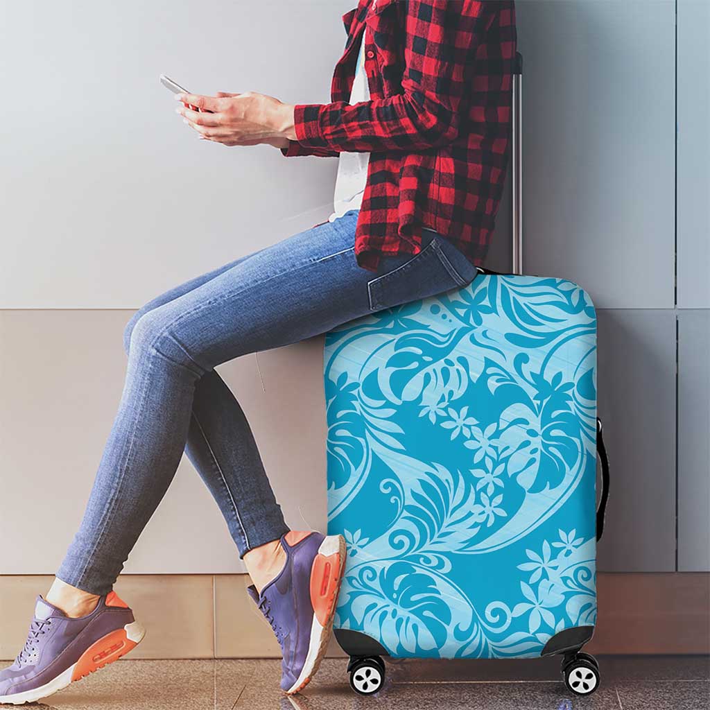 Tahiti Ninamu Tiare Floral Luggage Cover Monstera Palm Tropical Leaves LT01 - Polynesian Pride