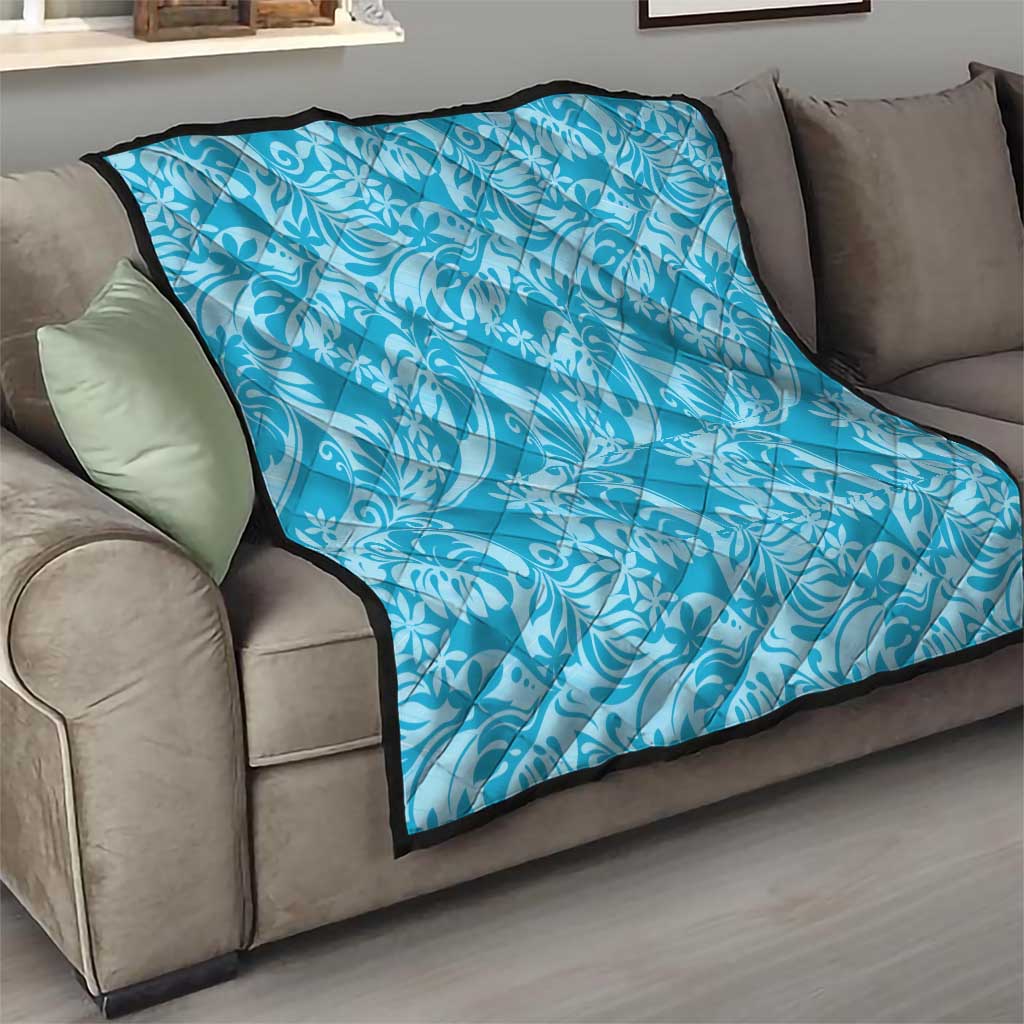 Tahiti Ninamu Tiare Floral Quilt Monstera Palm Tropical Leaves - Polynesian Pride