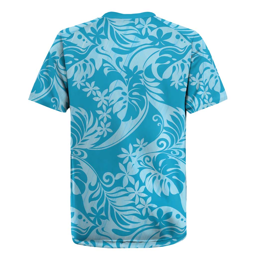 Tahiti Ninamu Tiare Floral Rugby Jersey Monstera Palm Tropical Leaves - Polynesian Pride