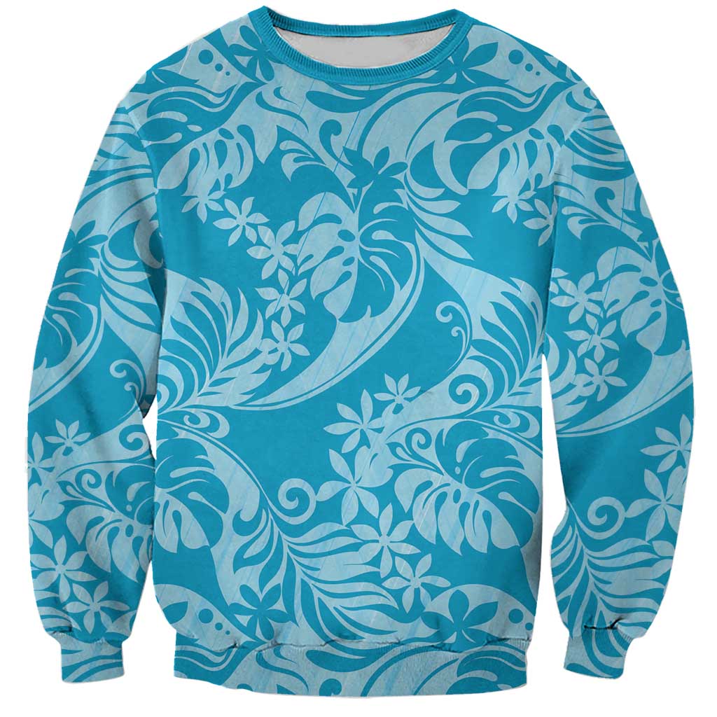 Tahiti Ninamu Tiare Floral Sweatshirt Monstera Palm Tropical Leaves - Polynesian Pride