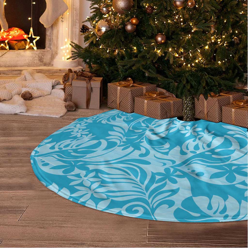 Tahiti Ninamu Tiare Floral Tree Skirt Monstera Palm Tropical Leaves - Polynesian Pride