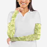Tahiti Olive Tiare Floral Arm Sleeves Monstera Palm Tropical Leaves - Polynesian Pride