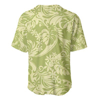 Tahiti Olive Tiare Floral Baseball Jersey Monstera Palm Tropical Leaves - Polynesian Pride