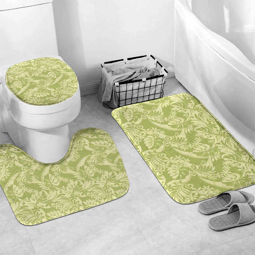 Tahiti Olive Tiare Floral Bathroom Set Monstera Palm Tropical Leaves - Polynesian Pride