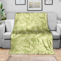 Tahiti Olive Tiare Floral Blanket Monstera Palm Tropical Leaves - Polynesian Pride