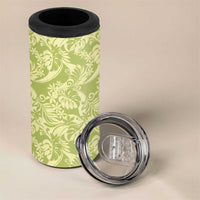 Tahiti Olive Tiare Floral 4 in 1 Can Cooler Tumbler Monstera Palm Tropical Leaves - Polynesian Pride