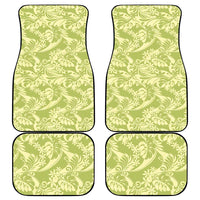 Tahiti Olive Tiare Floral Car Mats Monstera Palm Tropical Leaves - Polynesian Pride