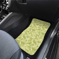 Tahiti Olive Tiare Floral Car Mats Monstera Palm Tropical Leaves - Polynesian Pride