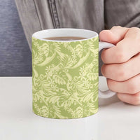 Tahiti Olive Tiare Floral Ceramic Mug Monstera Palm Tropical Leaves - Polynesian Pride