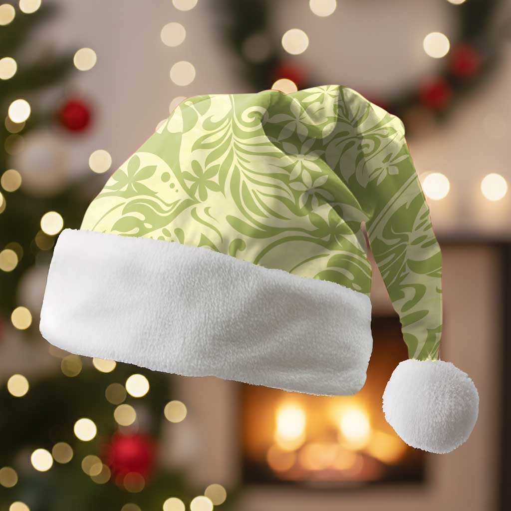 Tahiti Olive Tiare Floral Christmas Santa Hat Monstera Palm Tropical Leaves - Polynesian Pride