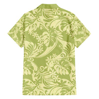Tahiti Olive Tiare Floral Family Matching Off Shoulder Maxi Dress and Hawaiian Shirt Monstera Palm Tropical Leaves - Polynesian Pride