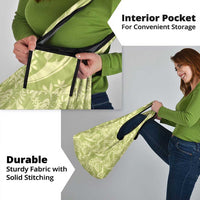 Tahiti Olive Tiare Floral Grocery Bag Monstera Palm Tropical Leaves - Polynesian Pride