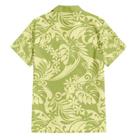 Tahiti Olive Tiare Floral Hawaiian Shirt Monstera Palm Tropical Leaves - Polynesian Pride