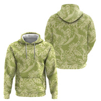 Tahiti Olive Tiare Floral Hoodie Monstera Palm Tropical Leaves - Polynesian Pride