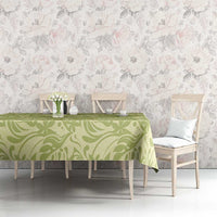 Tahiti Olive Tiare Floral Tablecloth Monstera Palm Tropical Leaves - Polynesian Pride