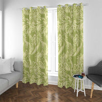 Tahiti Olive Tiare Floral Window Curtain Monstera Palm Tropical Leaves - Polynesian Pride