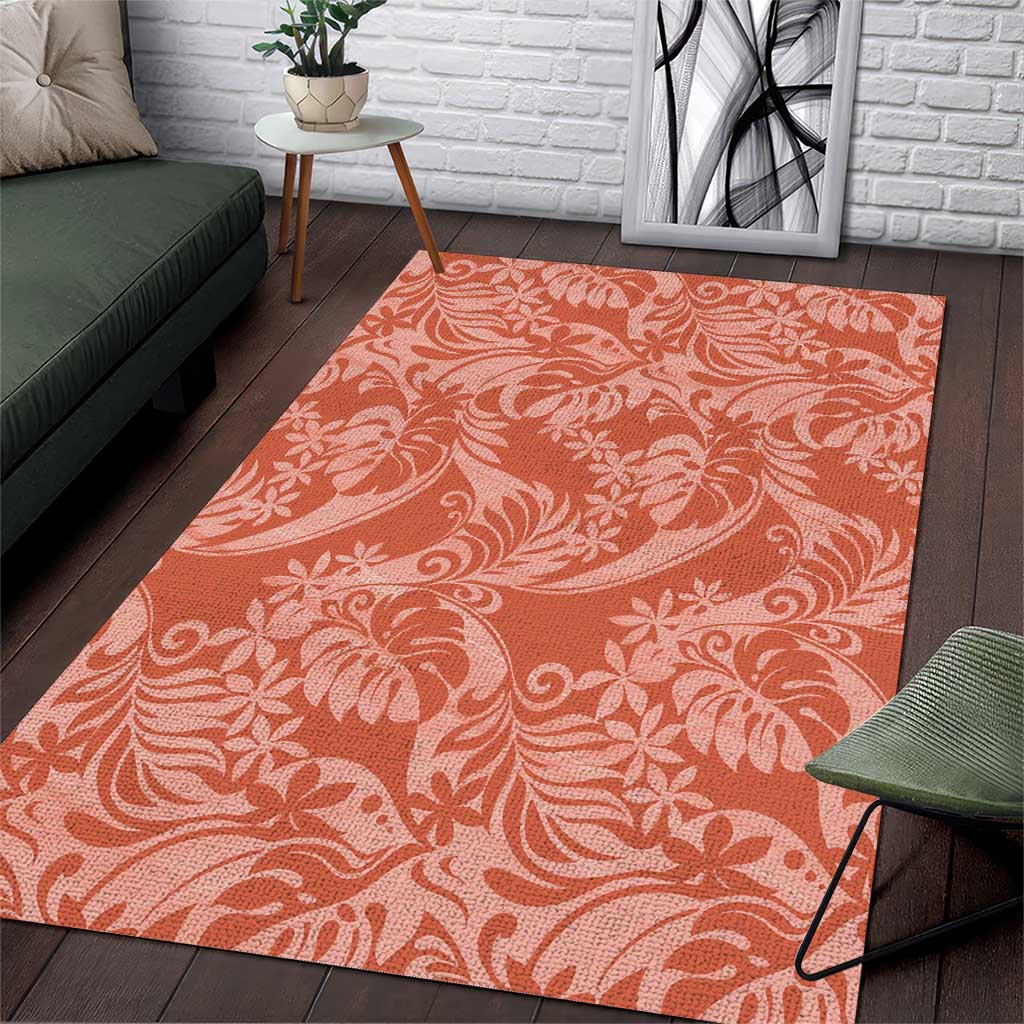 Tahiti Puatou Tiare Floral Area Rug Monstera Palm Tropical Leaves - Polynesian Pride