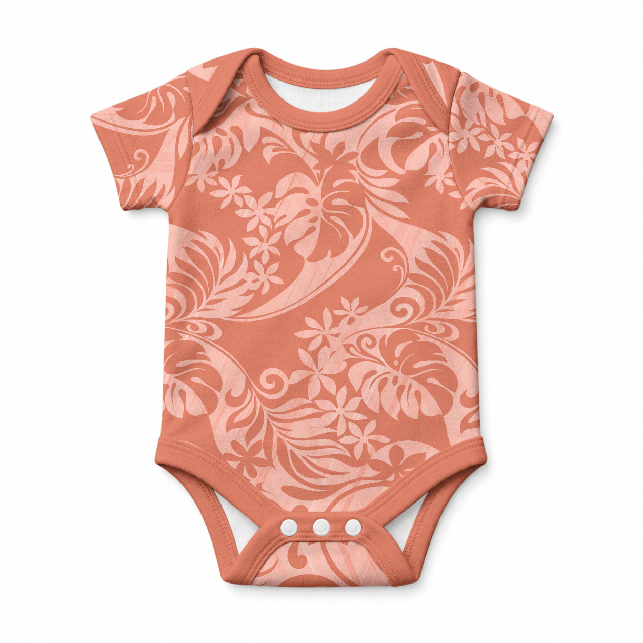 Tahiti Puatou Tiare Floral Baby Onesie Monstera Palm Tropical Leaves