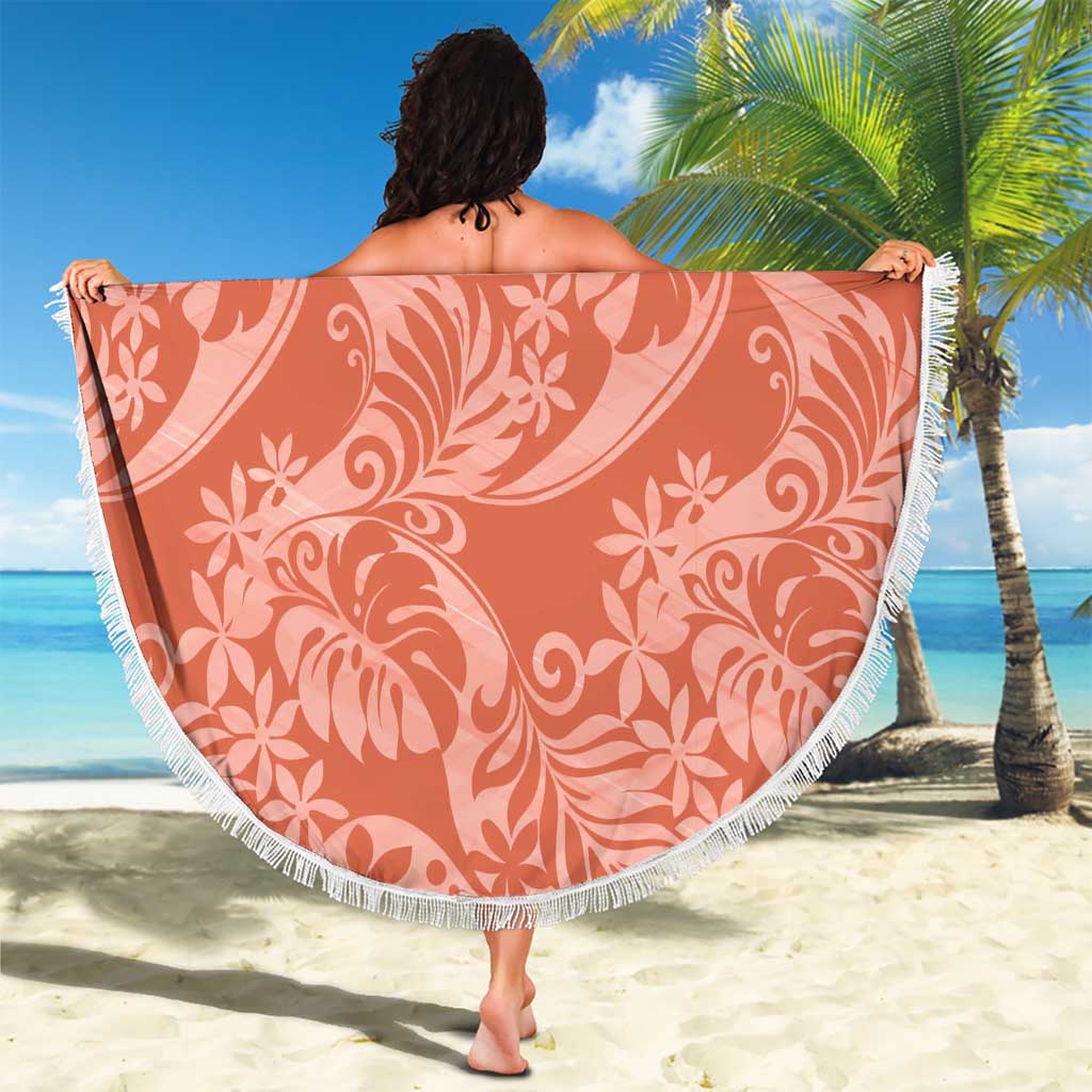 Tahiti Puatou Tiare Floral Beach Blanket Monstera Palm Tropical Leaves - Polynesian Pride