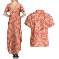 Tahiti Puatou Tiare Floral Couples Matching Summer Maxi Dress and Hawaiian Shirt Monstera Palm Tropical Leaves LT01 - Polynesian Pride