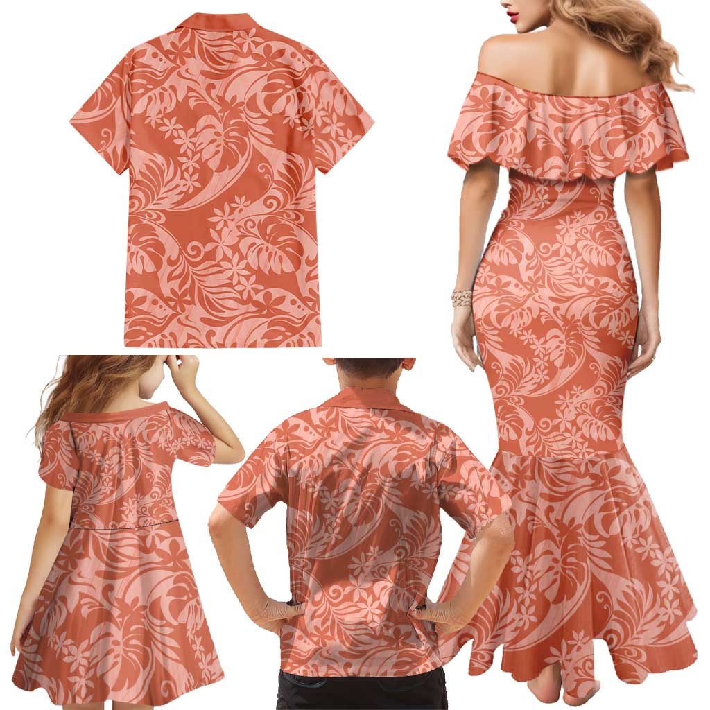 Tahiti Puatou Tiare Floral Family Matching Mermaid Dress and Hawaiian Shirt Monstera Palm Tropical Leaves LT01 - Polynesian Pride
