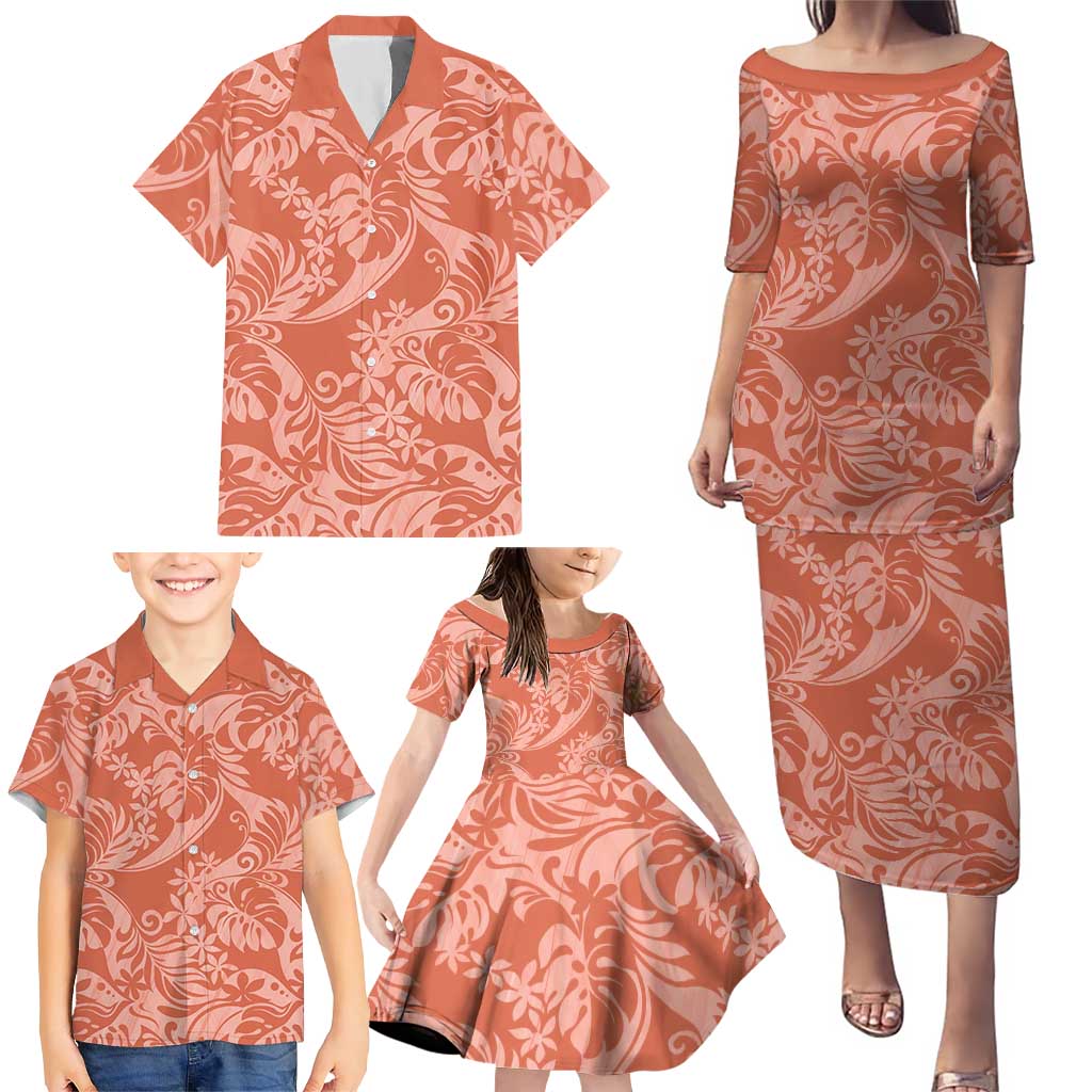 Tahiti Puatou Tiare Floral Family Matching Puletasi and Hawaiian Shirt Monstera Palm Tropical Leaves LT01 - Polynesian Pride