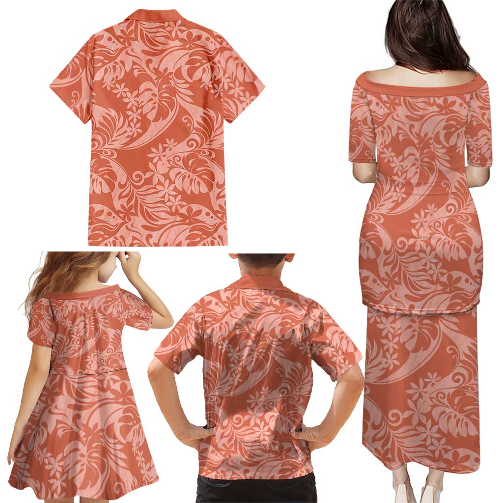 Tahiti Puatou Tiare Floral Family Matching Puletasi and Hawaiian Shirt Monstera Palm Tropical Leaves LT01 - Polynesian Pride
