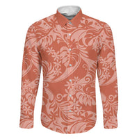 Tahiti Puatou Tiare Floral Family Matching Tank Maxi Dress and Hawaiian Shirt Monstera Palm Tropical Leaves LT01 Dad's Shirt - Long Sleeve Orange - Polynesian Pride