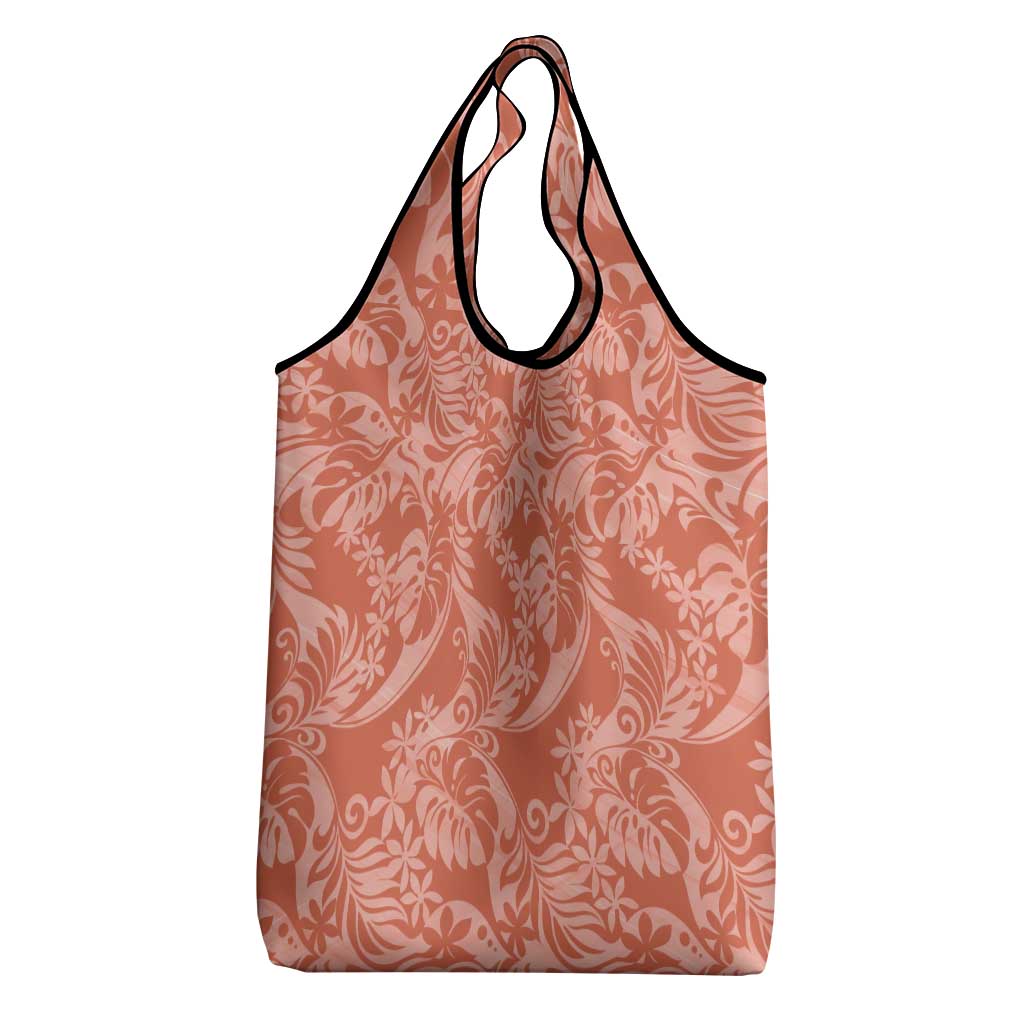 Tahiti Puatou Tiare Floral Grocery Bag Monstera Palm Tropical Leaves - Polynesian Pride