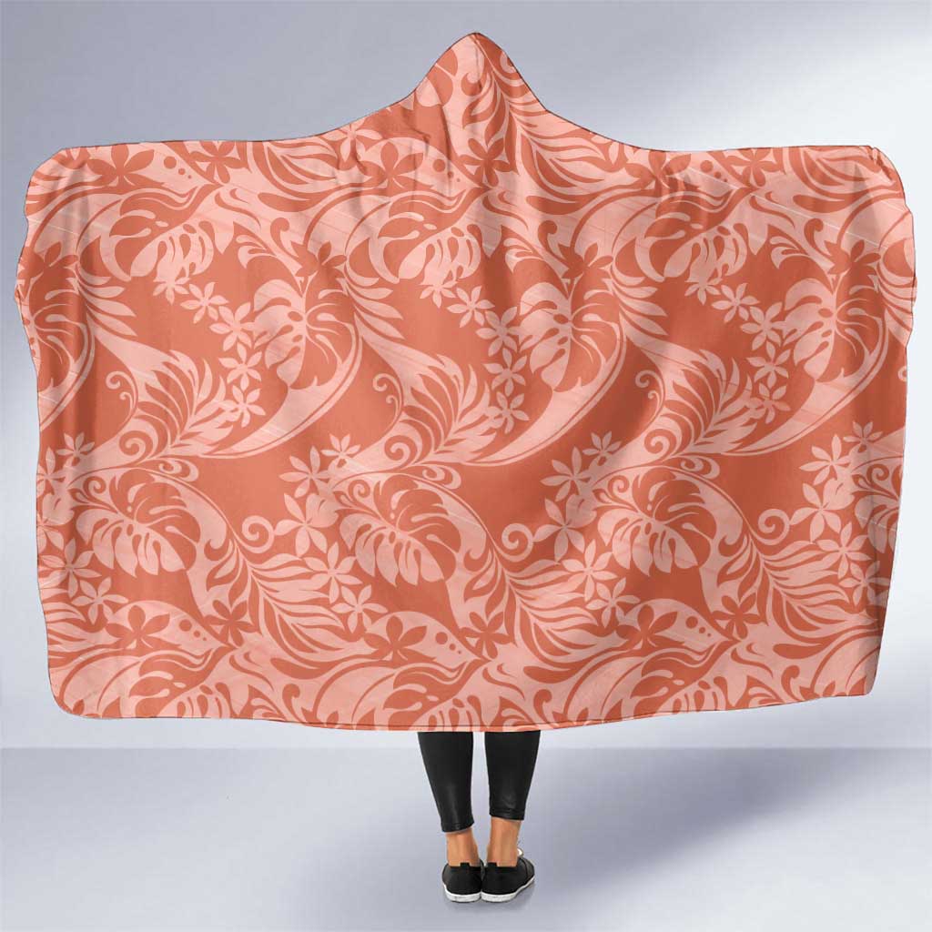 Tahiti Puatou Tiare Floral Hooded Blanket Monstera Palm Tropical Leaves - Polynesian Pride