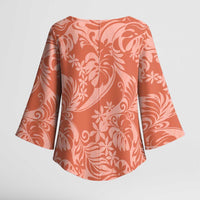 Tahiti Puatou Tiare Floral Kimono Sleeve Blouse Monstera Palm Tropical Leaves - Polynesian Pride