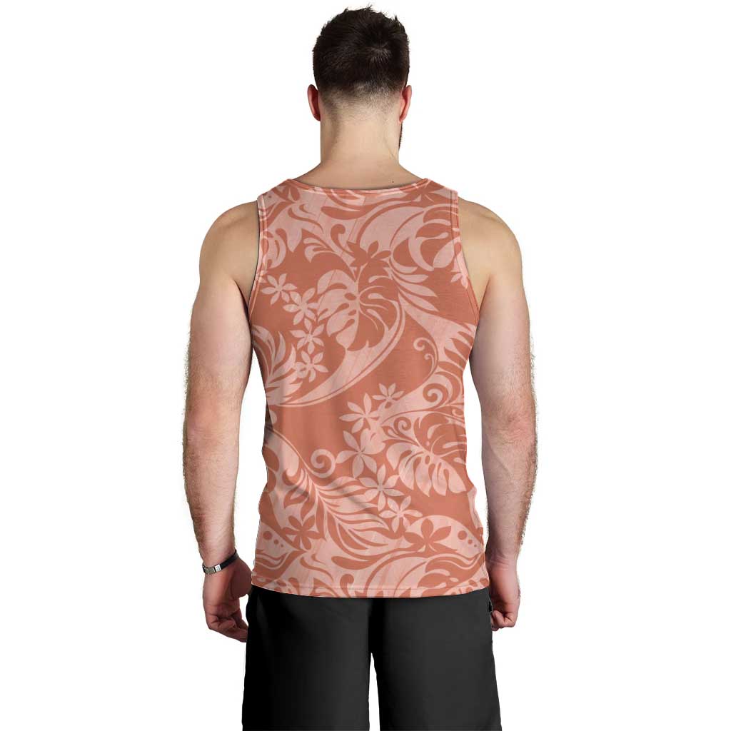 Tahiti Puatou Tiare Floral Men Tank Top Monstera Palm Tropical Leaves - Polynesian Pride