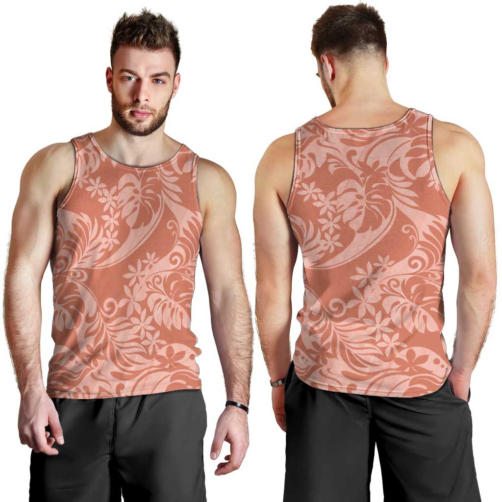 Tahiti Puatou Tiare Floral Men Tank Top Monstera Palm Tropical Leaves - Polynesian Pride
