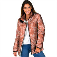 Tahiti Puatou Tiare Floral Padded Jacket Monstera Palm Tropical Leaves - Polynesian Pride