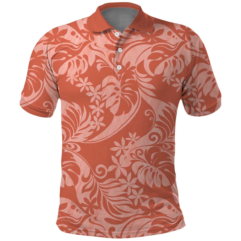 Tahiti Puatou Tiare Floral Polo Shirt Monstera Palm Tropical Leaves - Polynesian Pride