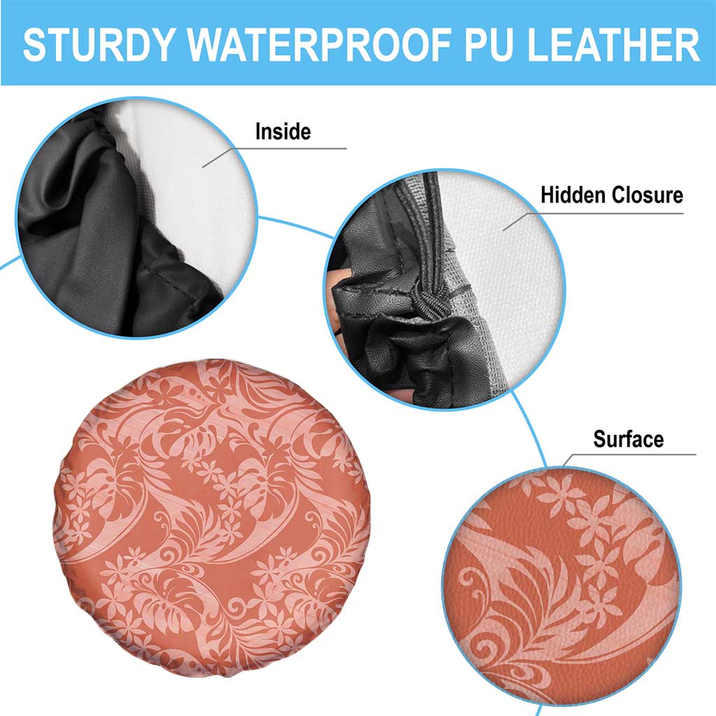 Tahiti Puatou Tiare Floral Spare Tire Cover Monstera Palm Tropical Leaves - Polynesian Pride