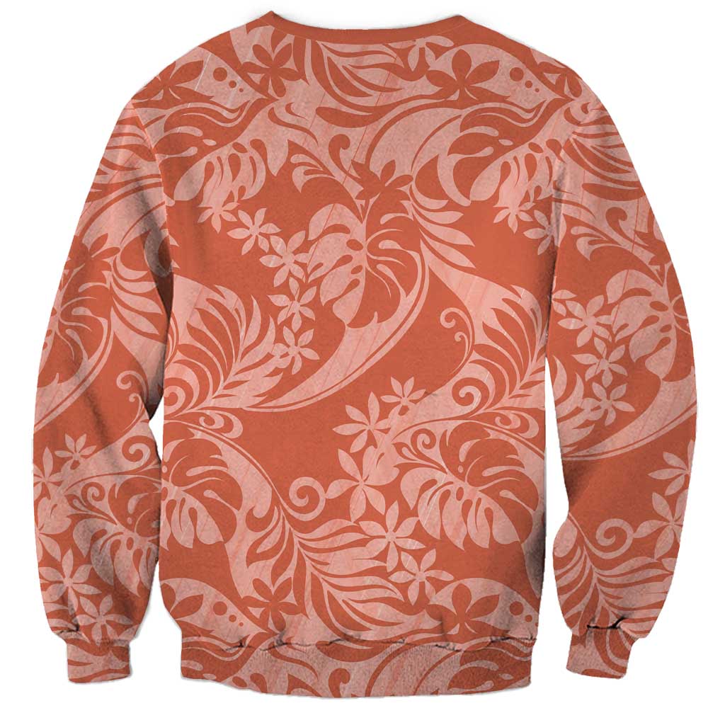 Tahiti Puatou Tiare Floral Sweatshirt Monstera Palm Tropical Leaves - Polynesian Pride