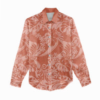Tahiti Puatou Tiare Floral Women Casual Shirt Monstera Palm Tropical Leaves - Polynesian Pride