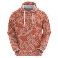 Tahiti Puatou Tiare Floral Zip Hoodie Monstera Palm Tropical Leaves - Polynesian Pride