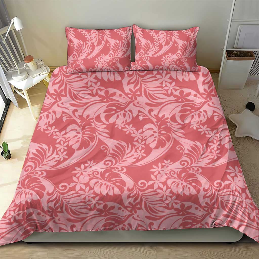 Tahiti Tarona Tiare Floral Bedding Set Monstera Palm Tropical Leaves - Polynesian Pride